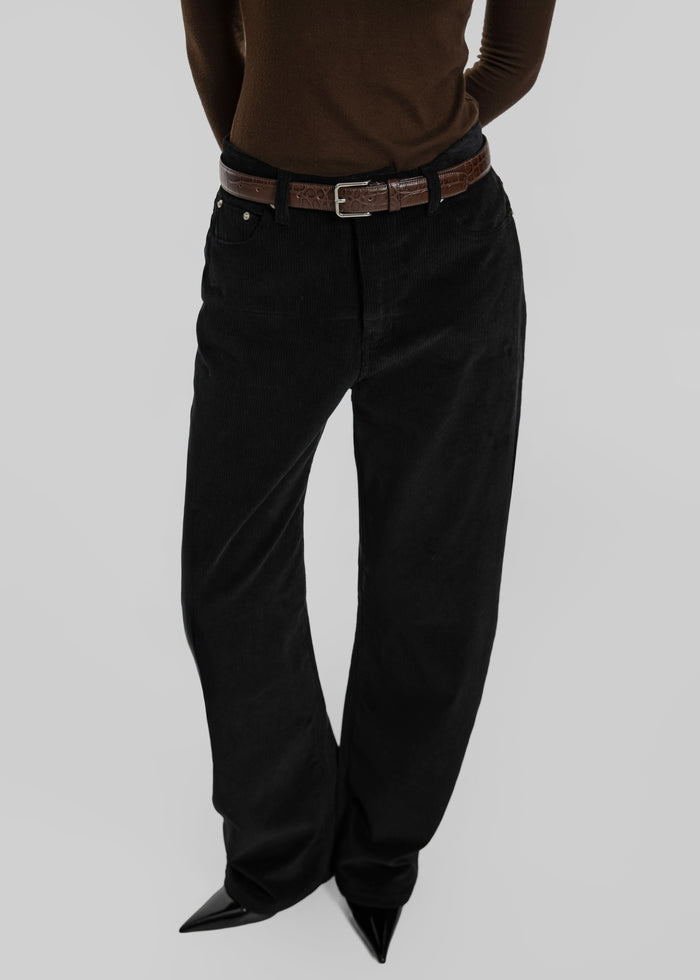 Caistor Corduroy Barrel Leg Pants - Black