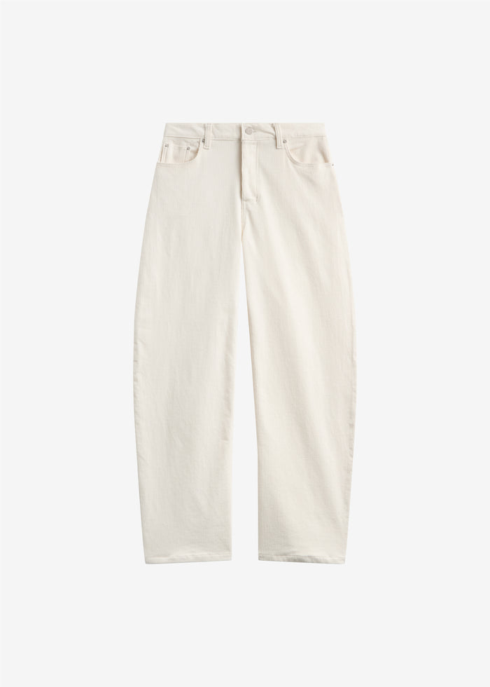 Caistor Corduroy Barrel Leg Pants - Ivory