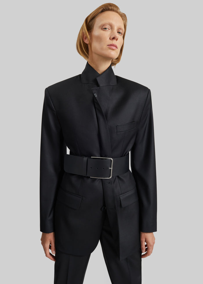 Calan Leather Wide Belt - Black