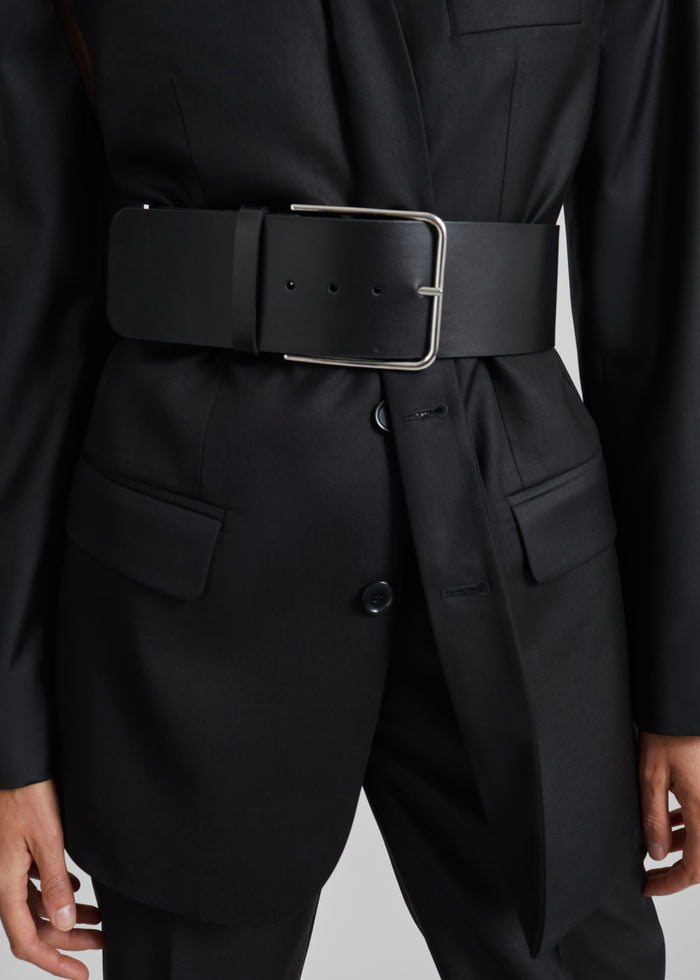Calan Leather Wide Belt - Black