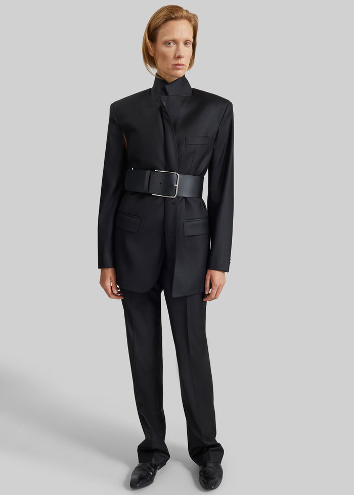 Calan Leather Wide Belt - Black
