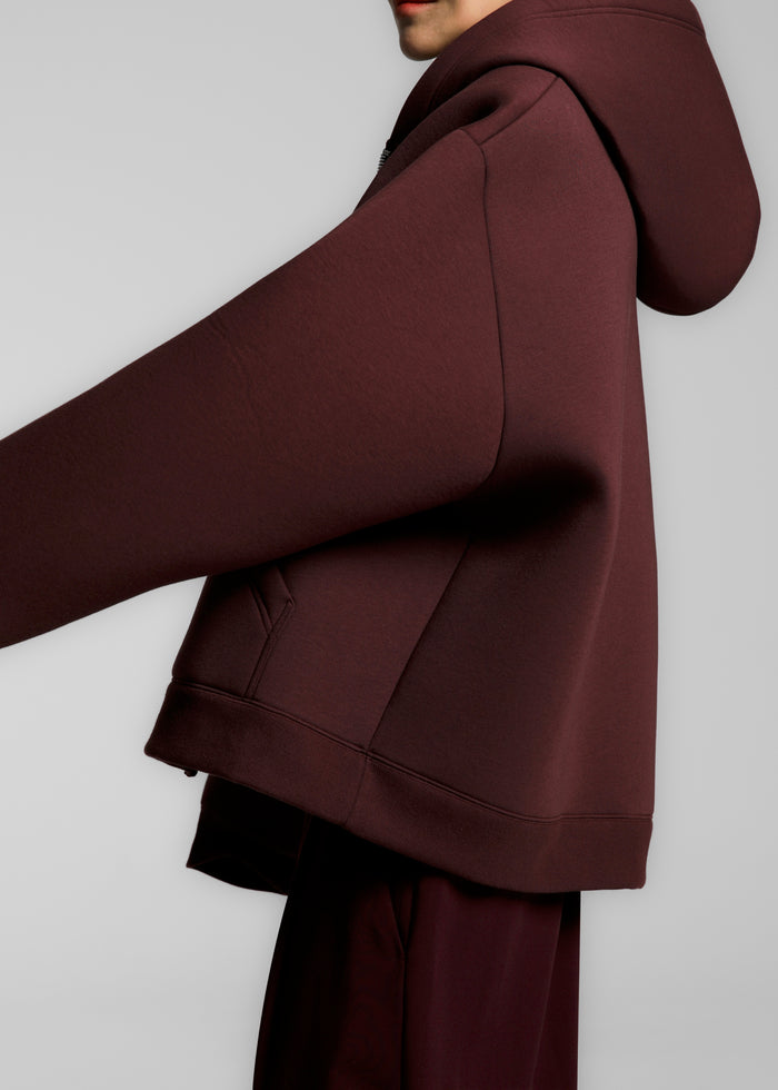 Calder Neoprene Zip-Up Hoodie - Burgundy