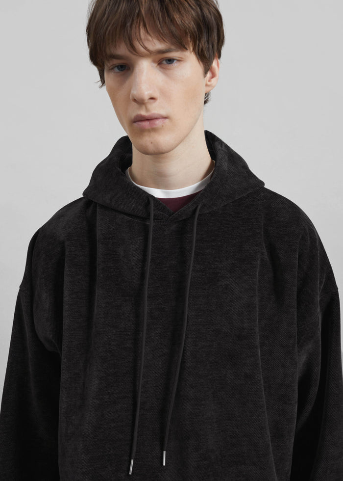 Caleb Velvet Hoodie - Black