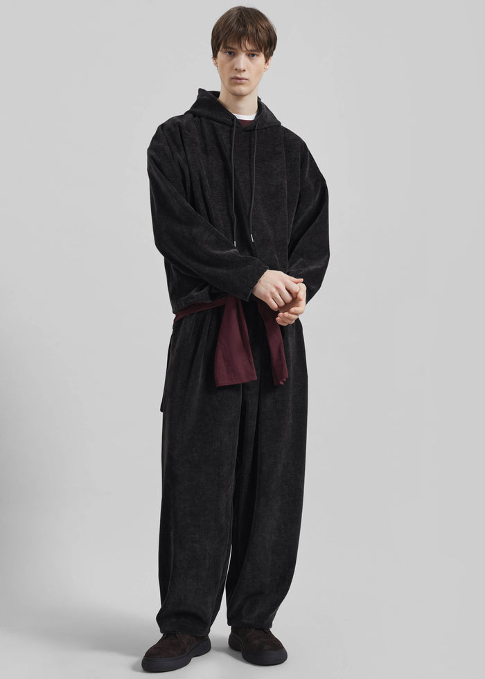 Caleb Velvet Hoodie - Black