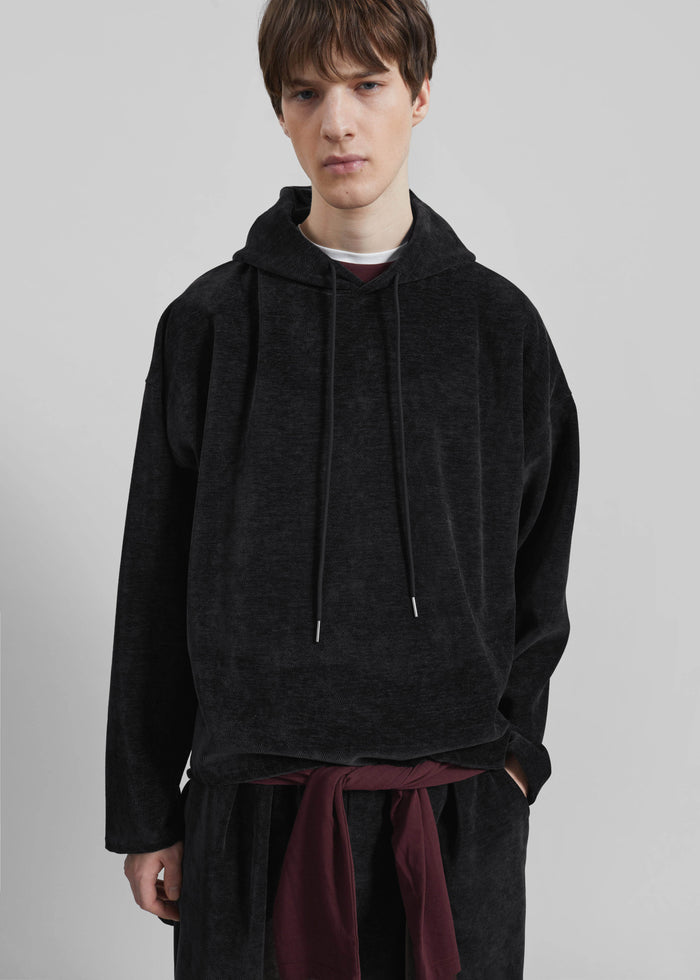 Caleb Velvet Hoodie - Black