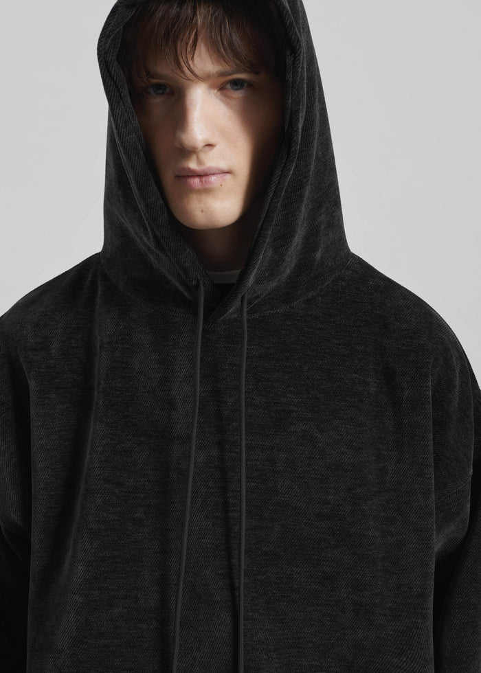 Caleb Velvet Hoodie - Black
