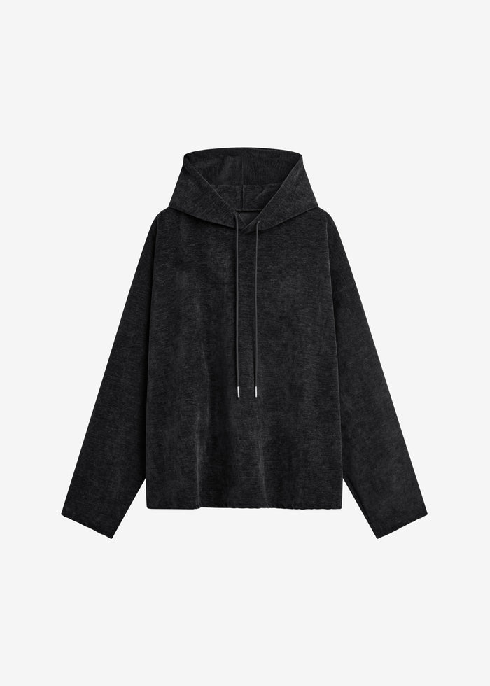 Caleb Velvet Hoodie - Black