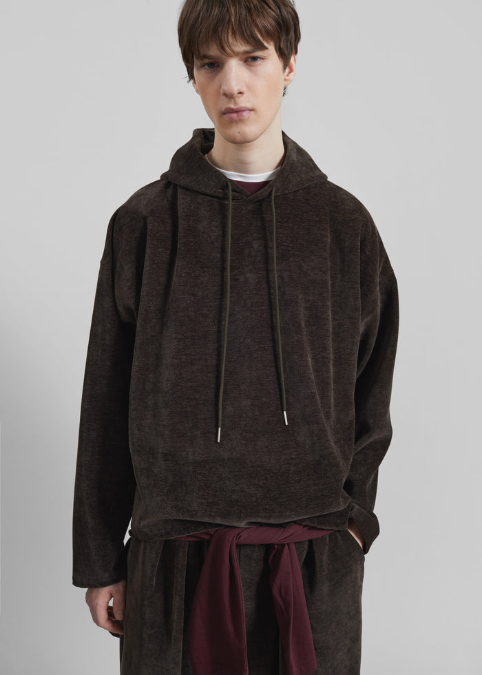 Caleb Velvet Hoodie - Brown