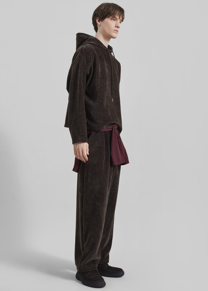Caleb Velvet Hoodie - Brown