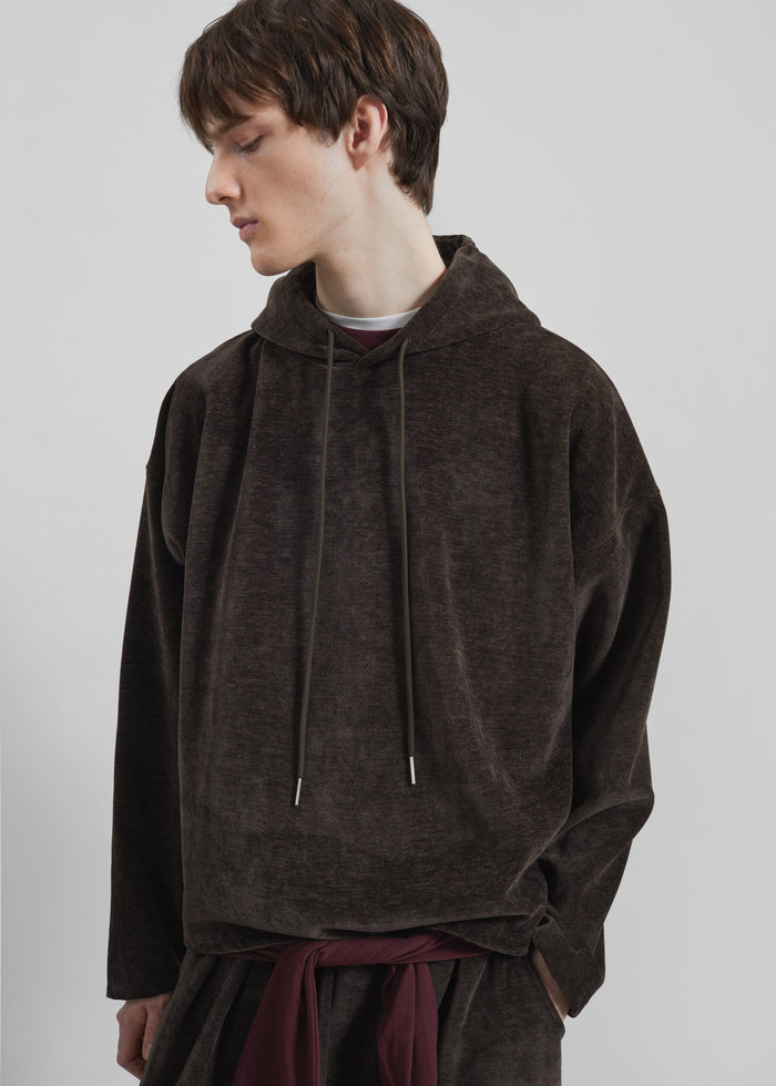 Caleb Velvet Hoodie - Brown