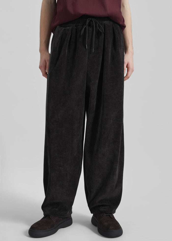 Caleb Velvet Joggers - Black