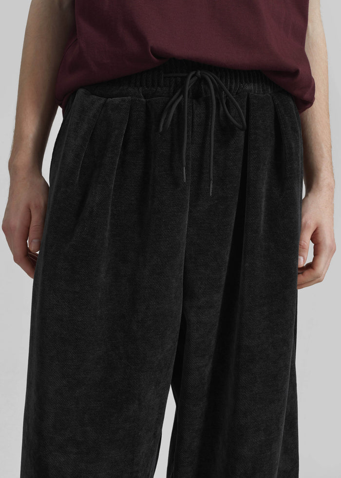 Caleb Velvet Joggers - Black