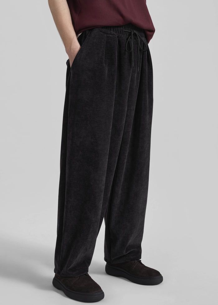Caleb Velvet Joggers - Black