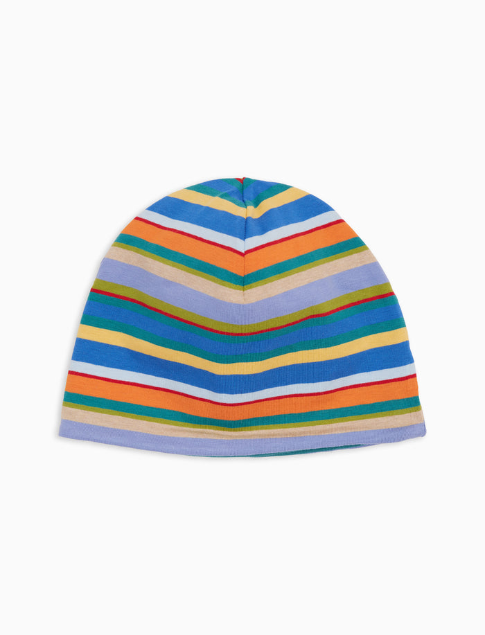 Calotta bambino cotone righe multicolor e tinta unita azzurro - Gallo 1927 - Official Online Shop