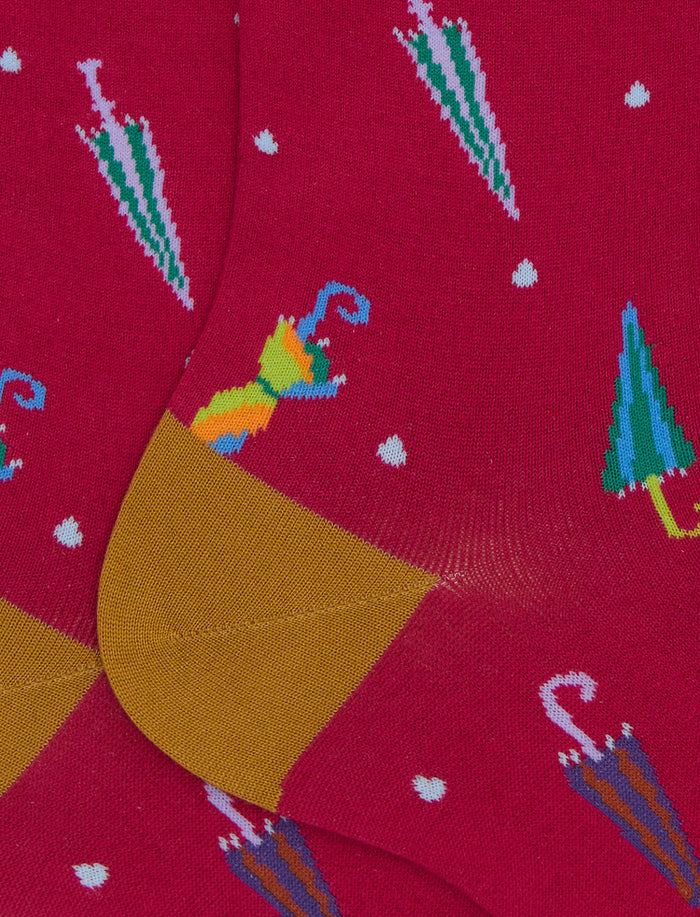 Calze corte donna cotone fucsia fantasia ombrelli colorati - Gallo 1927 - Official Online Shop