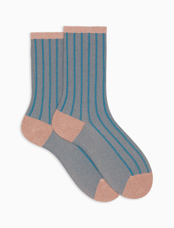 Calze corte donna twin rib spaziata con effetto scintillante verde - Gallo 1927 - Official Online Shop