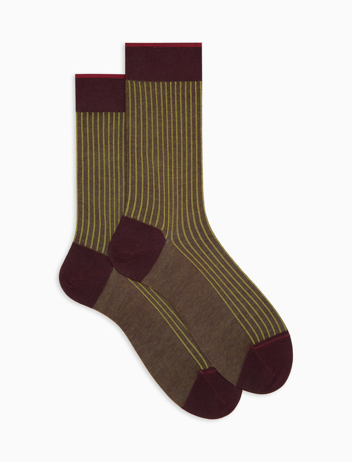 Calze corte uomo cotone bordò fantasia twin rib