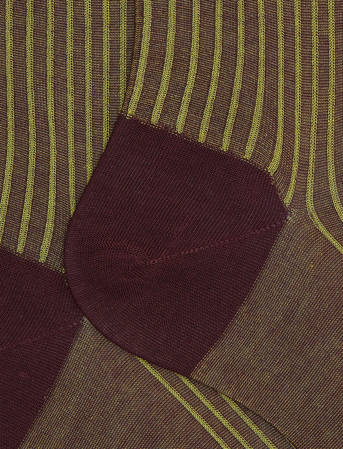 Calze corte uomo cotone bordò fantasia twin rib
