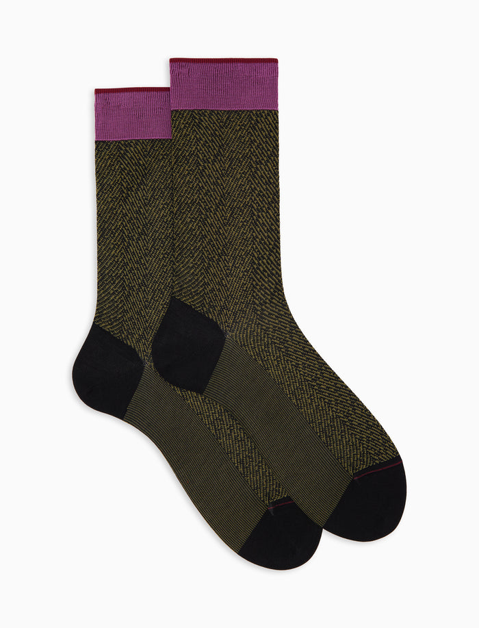 Calze corte uomo cotone nere fantasia spigato
