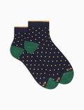 Calze cortissime donna cotone caldo blu fantasia pois