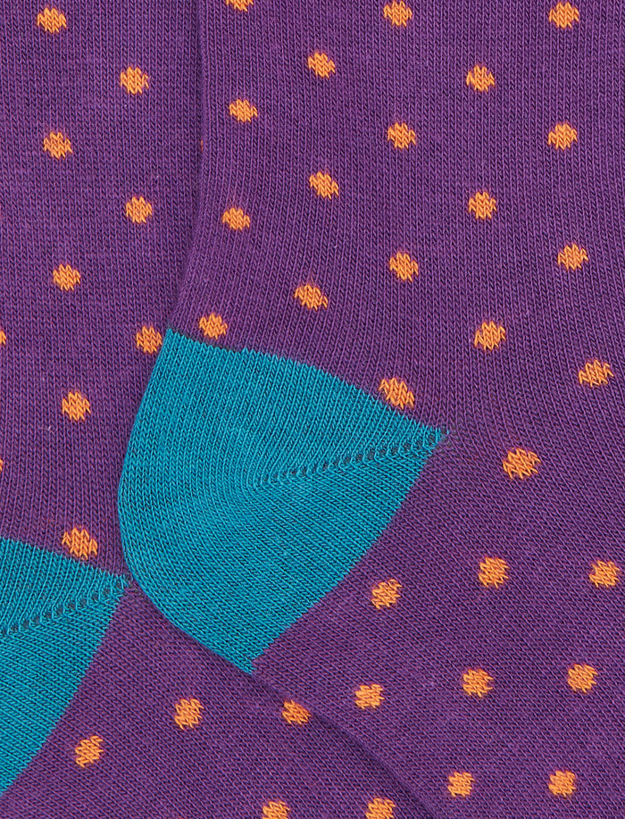 Calze lunghe bambino cotone caldo viola fantasia pois