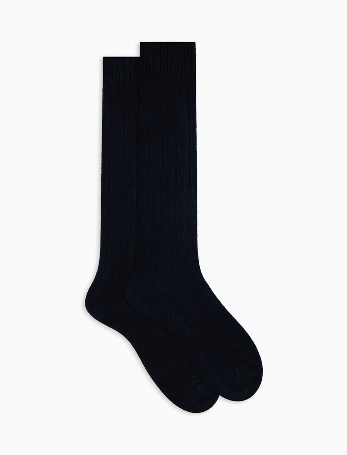 Calze lunghe donna cashmere blu costa tinta unita - Gallo 1927 - Official Online Shop