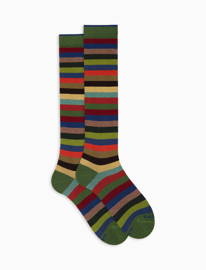 Calze lunghe donna cotone verde righe pari - Gallo 1927 - Official Online Shop