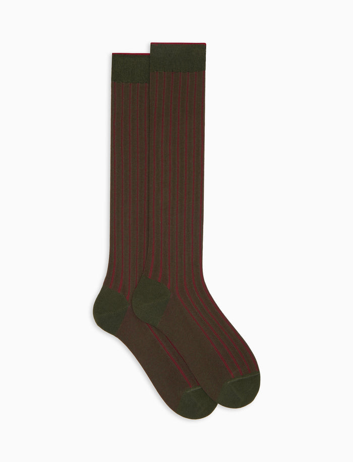Calze lunghe donna cotone verde vanisé a coste larghe - Gallo 1927 - Official Online Shop