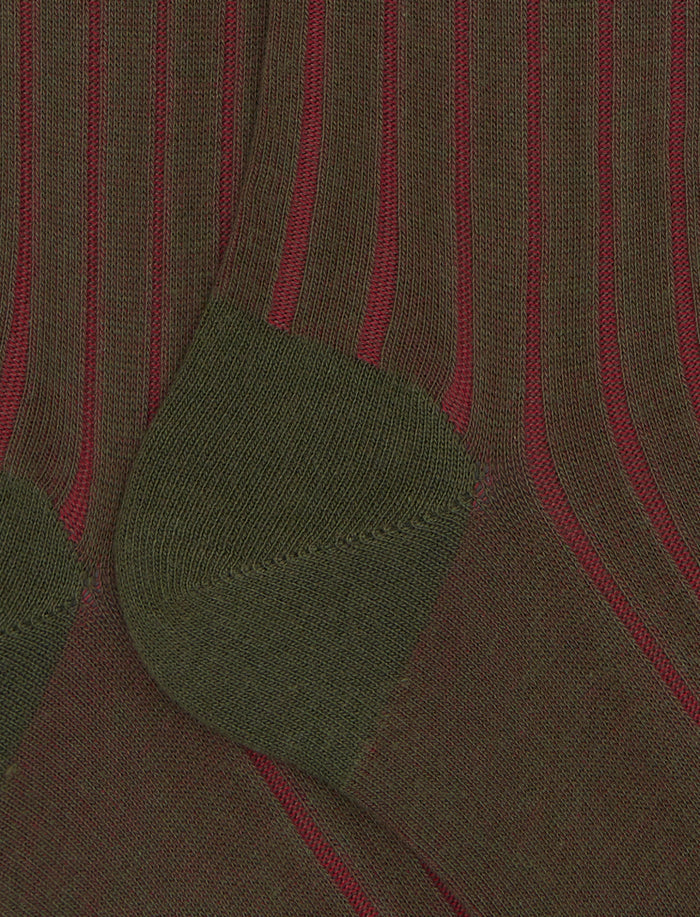 Calze lunghe donna cotone verde vanisé a coste larghe - Gallo 1927 - Official Online Shop