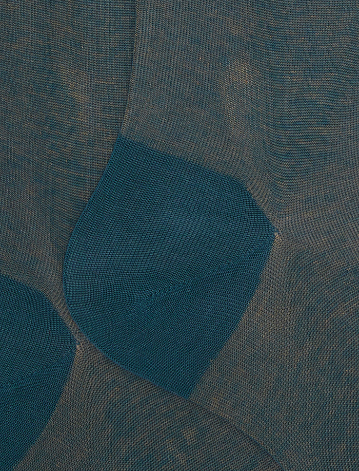 Calze lunghe uomo cotone color pavone fantasia effetto cangiante