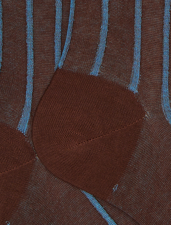 Calze lunghe uomo cotone marrone fantasia twin rib spaziata