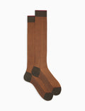 Calze lunghe uomo cotone marrone fantasia twin rib