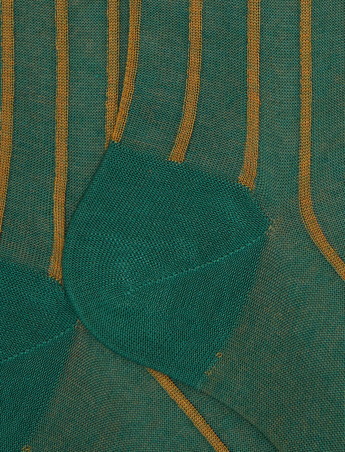 Calze lunghe uomo cotone verde fantasia twin rib spaziata