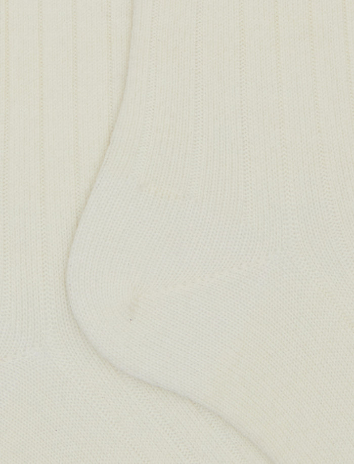 Calze lunghe uomo lana bianche a coste tinta unita - Gallo 1927 - Official Online Shop