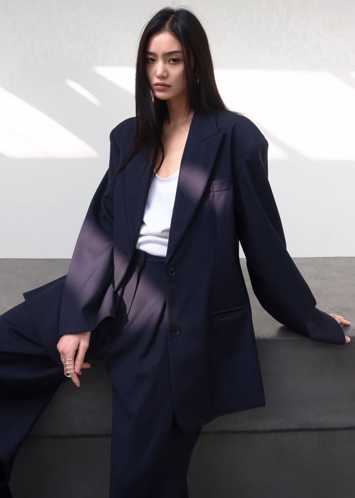 Canmore Pleated Trousers - Navy