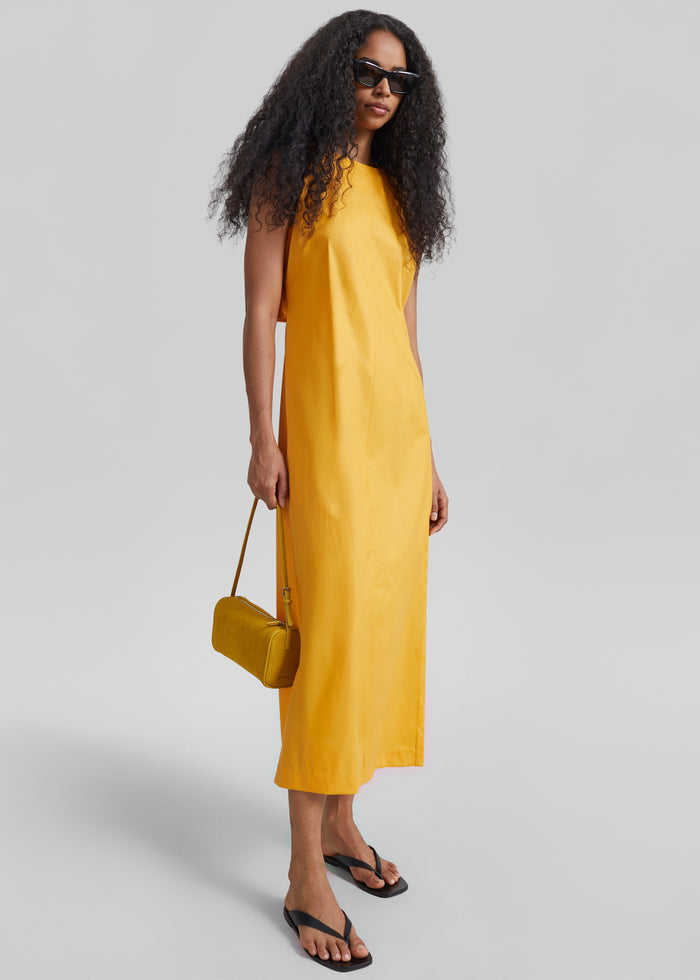 Carinola Poplin Open Back Midi Dress - Orange