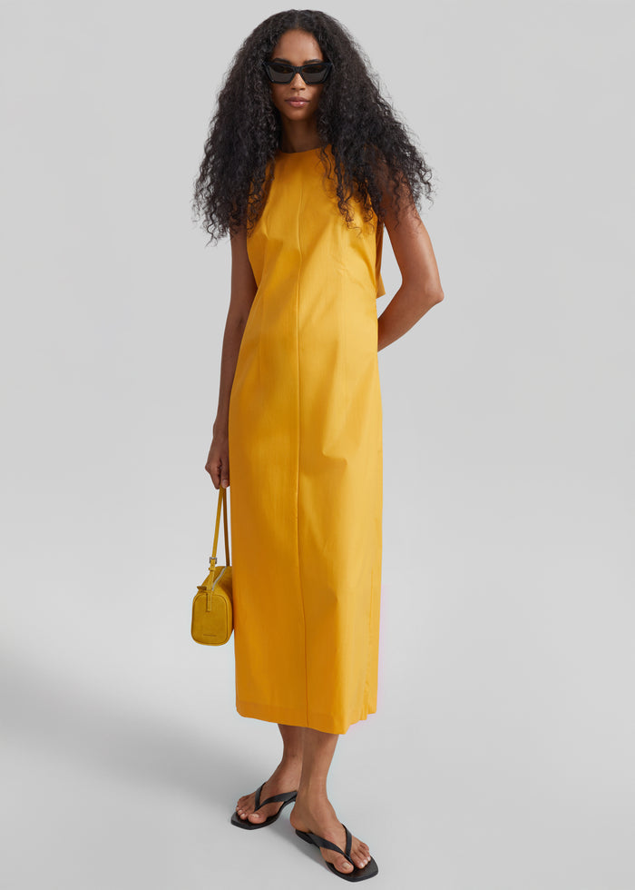 Carinola Poplin Open Back Midi Dress - Orange
