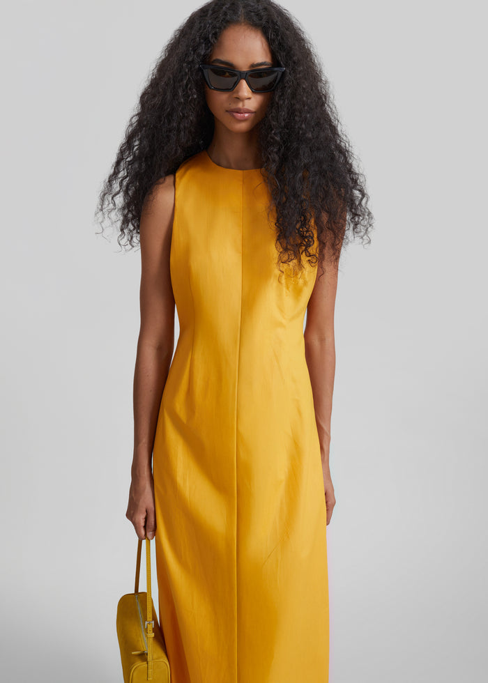 Carinola Poplin Open Back Midi Dress - Orange