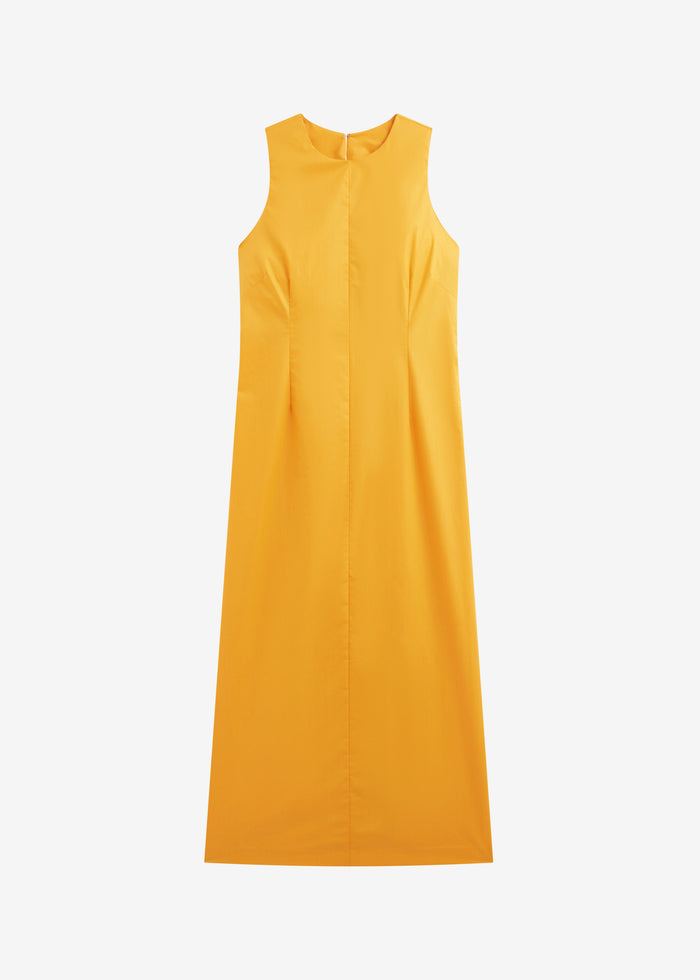 Carinola Poplin Open Back Midi Dress - Orange