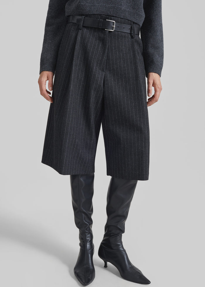 Carlow Bermuda Shorts - Charcoal/White Pinstripe