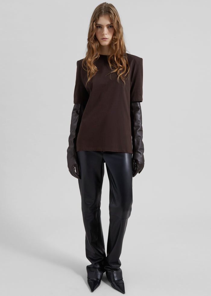 Carrington Padded Shoulder Tee - Brown