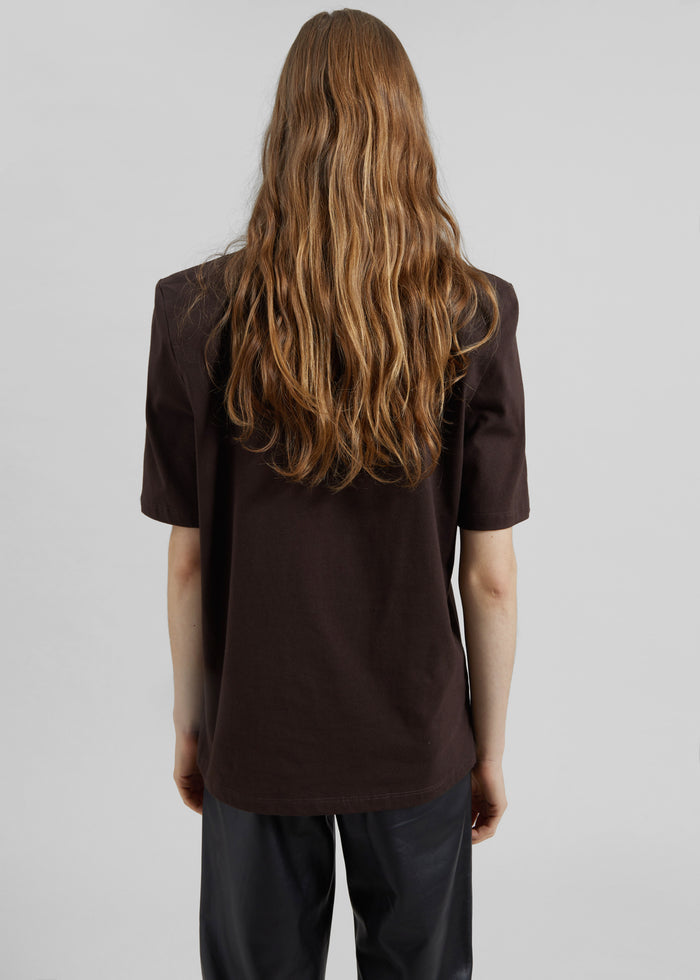 Carrington Padded Shoulder Tee - Brown