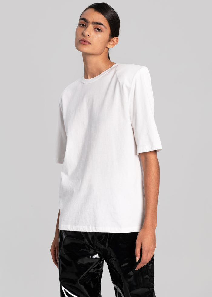 Carrington Padded Shoulder Tee - White