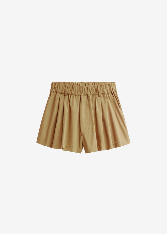 Castalia Cotton Gathered Shorts - Camel