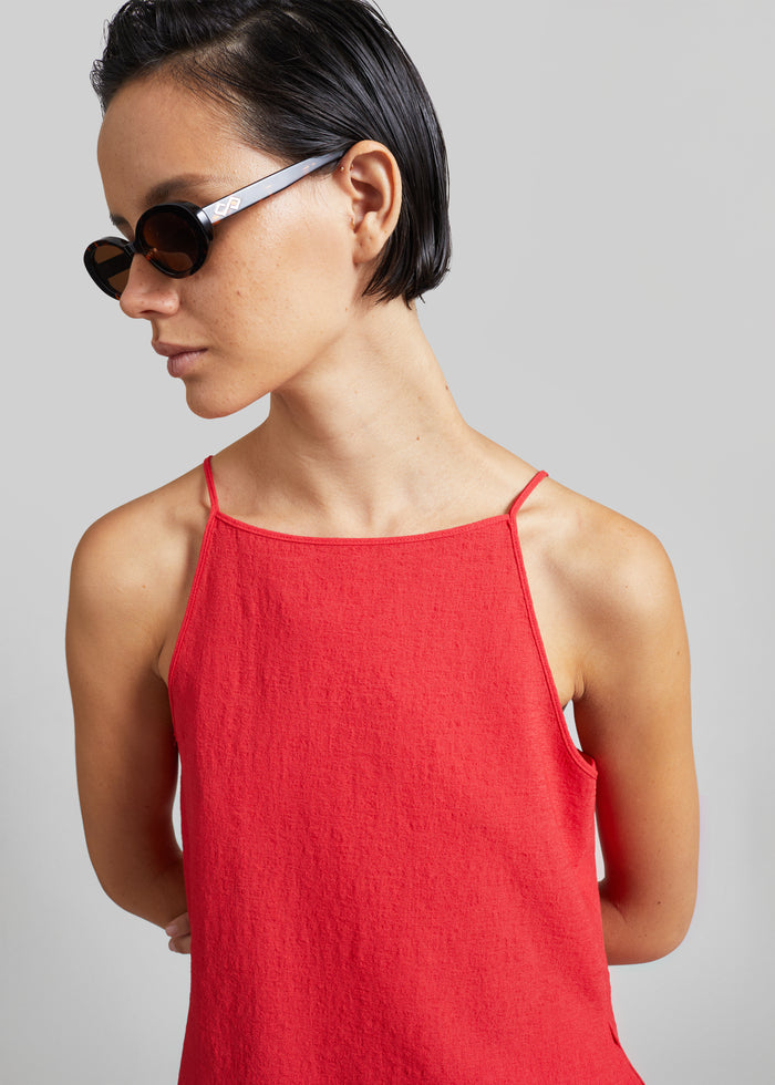 Cazaux Textured Boxy Top - Red
