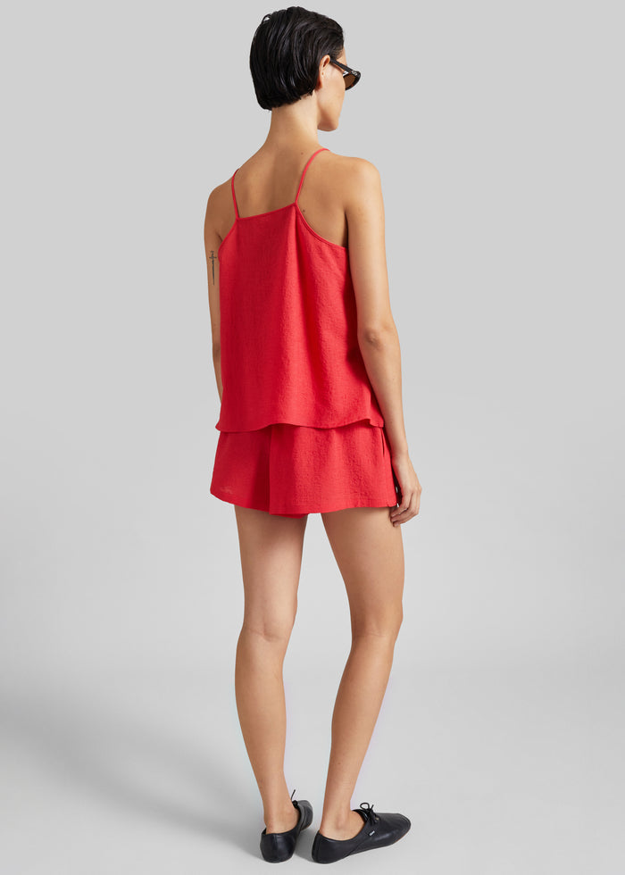 Cazaux Textured Boxy Top - Red