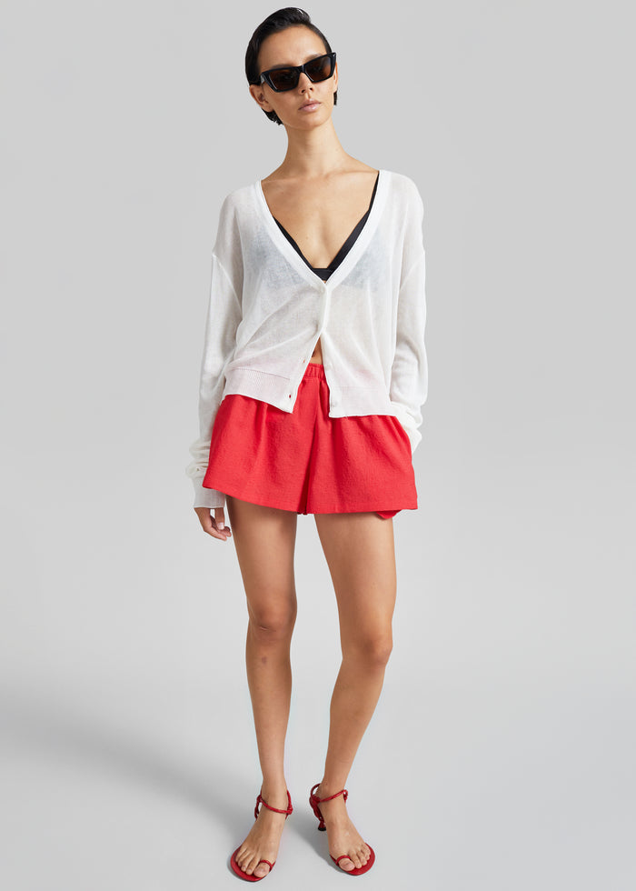 Cazaux Textured Mini Shorts - Red