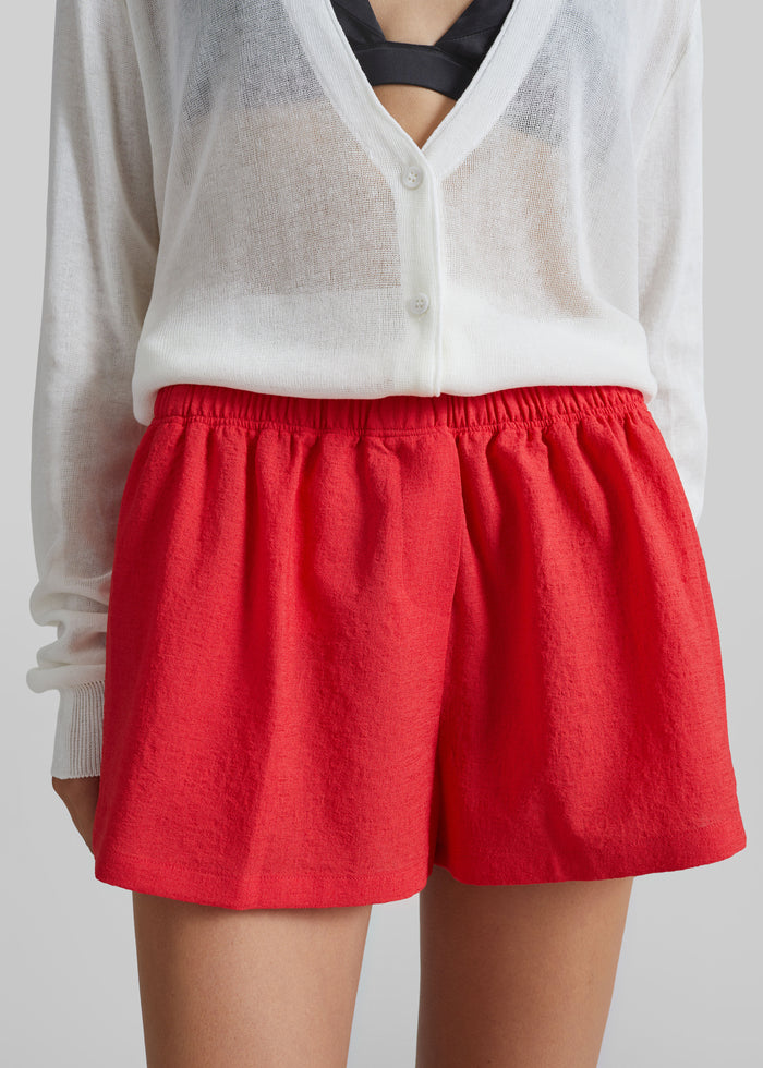 Cazaux Textured Mini Shorts - Red