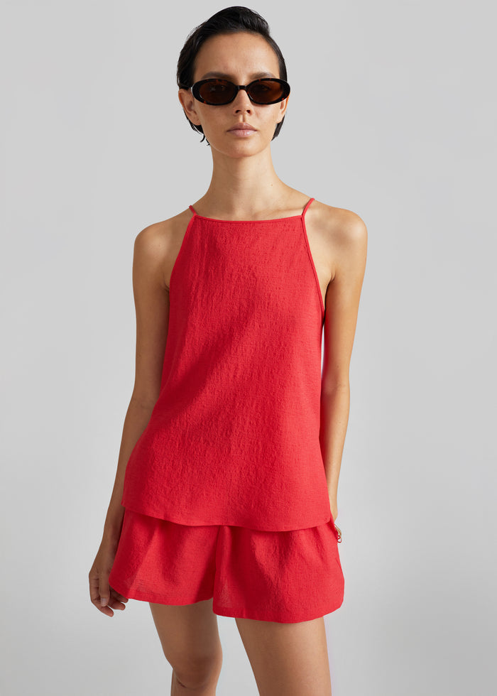 Cazaux Textured Mini Shorts - Red