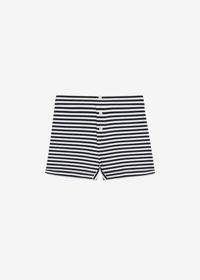 Celoni Knit Mini Shorts - Black/White Stripe